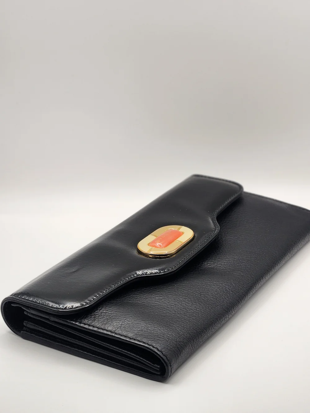 BVLGARI Isabella Rossellini Black Leather Continental Wallet – Full Set